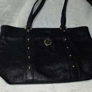 Metrocity Black Leather Tote Bag